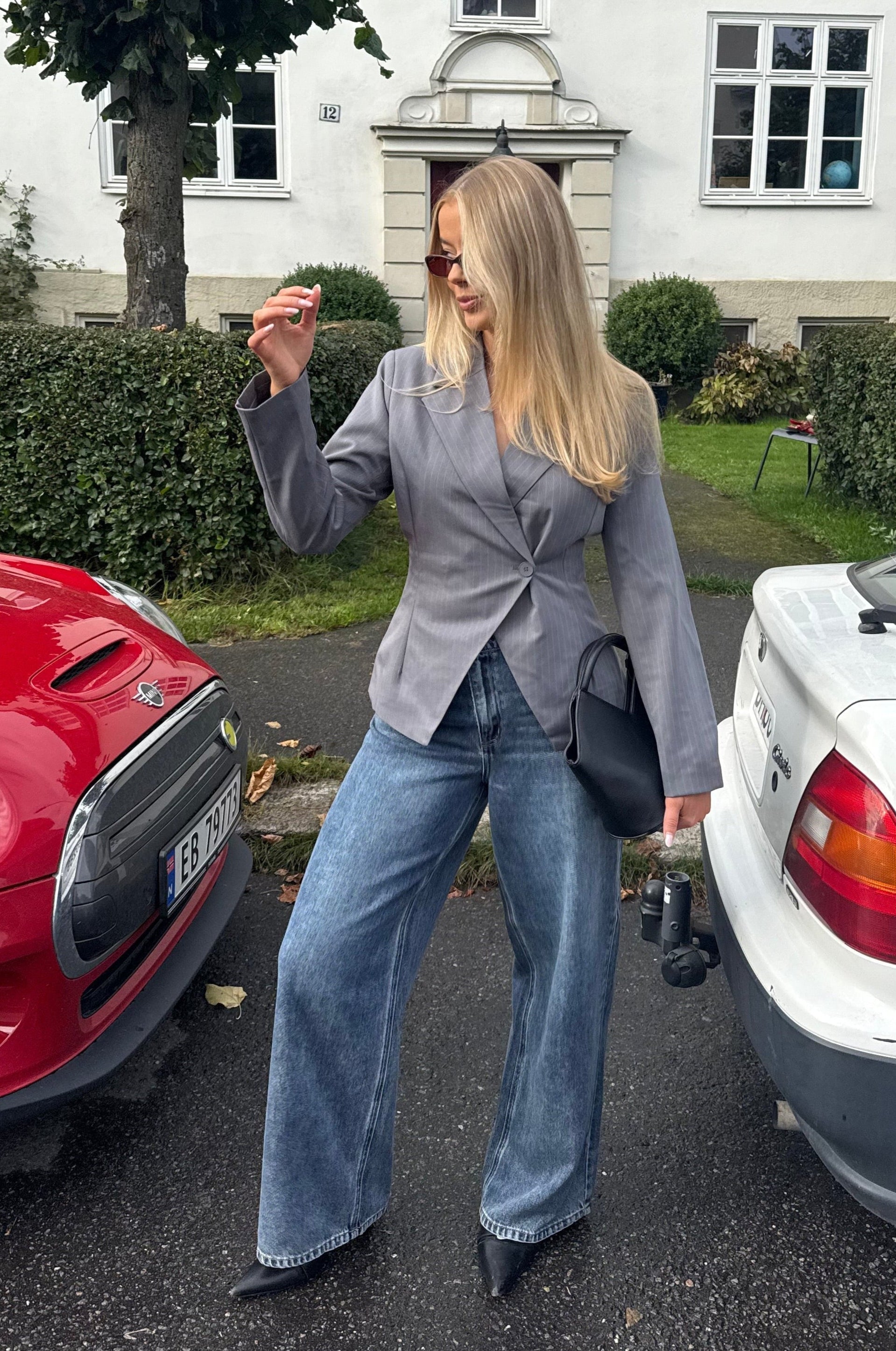 PCFALKA Blazer - Grey Pinstripe